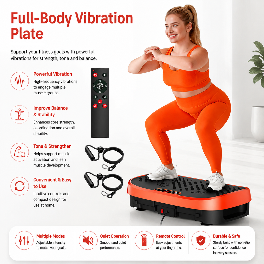 Premium Vibration Plate Exercise Machine Whole Body Shaker 120 Speed Levels 330 lb Capacity Non-Slip Platform Home Fitness Platform