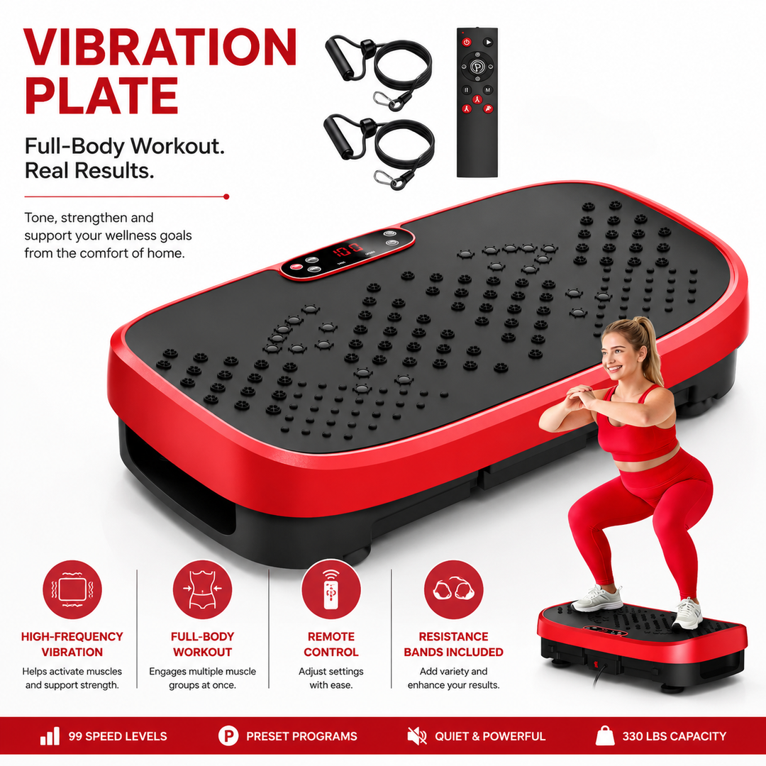 Premium Vibration Plate Exercise Machine Whole Body Shaker 120 Speed Levels 330 lb Capacity Non-Slip Platform Home Fitness Platform
