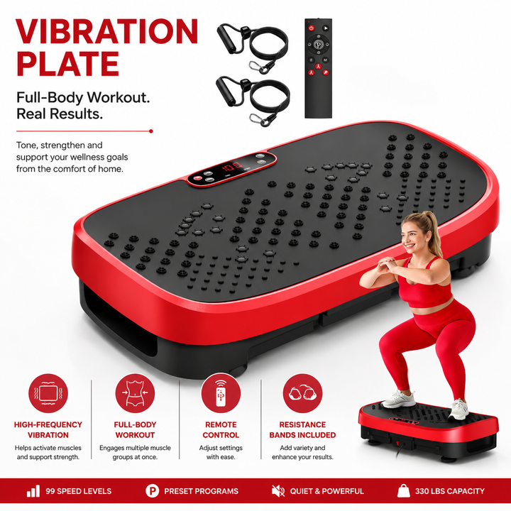 Premium Vibration Plate Exercise Machine Whole Body Shaker 120 Speed Levels 330 lb Capacity Non-Slip Platform Home Fitness Platform