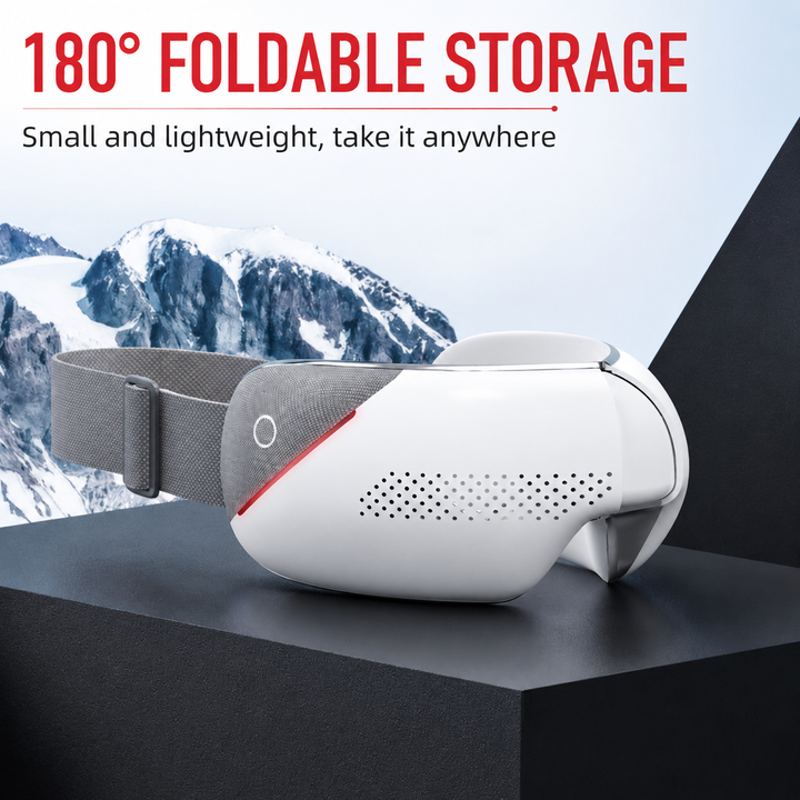 Premium Visible Eye Massager with Heat Bluetooth Air Pressure Massage Relaxation for Eye Strain Dark Circles Eye Bags Migraine Relief Foldable Portable Design