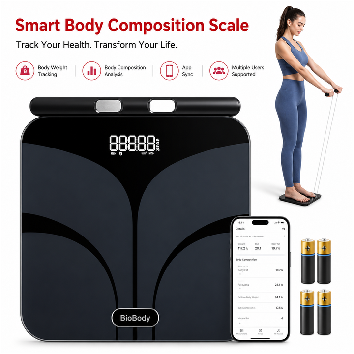 Premium Voice Broadcast Body Fat Scale 8 Electrode Smart Bioimpedance Analyzer BMI Muscle Fat Weight Health Tracker App Sync LCD Solar Scale