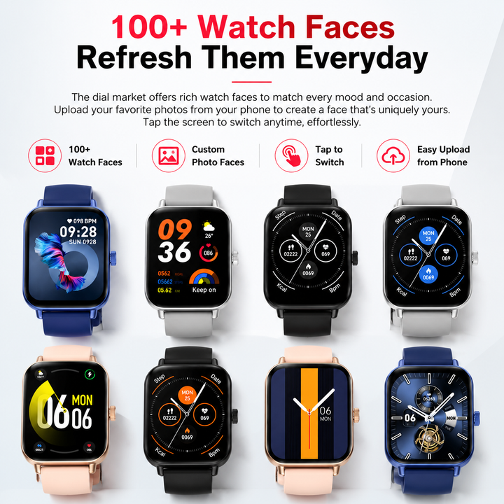 Premium Voice Calling Smartwatch 1.9 Inch HD Display Bluetooth Call 24H Health Monitoring 100+ Sports Modes IP68 Waterproof Smart Watch for Fitness Sleep Heart Rate Tracking