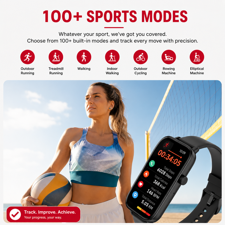 Premium Voice Calling Smartwatch 1.9 Inch HD Display Bluetooth Call 24H Health Monitoring 100+ Sports Modes IP68 Waterproof Smart Watch for Fitness Sleep Heart Rate Tracking