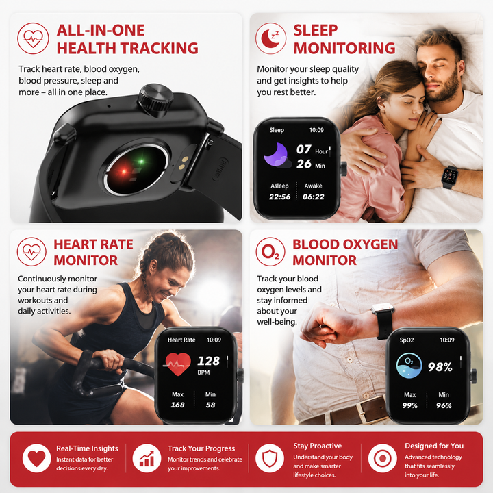 Premium Voice Calling Smartwatch 1.9 Inch HD Display Bluetooth Call 24H Health Monitoring 100+ Sports Modes IP68 Waterproof Smart Watch for Fitness Sleep Heart Rate Tracking