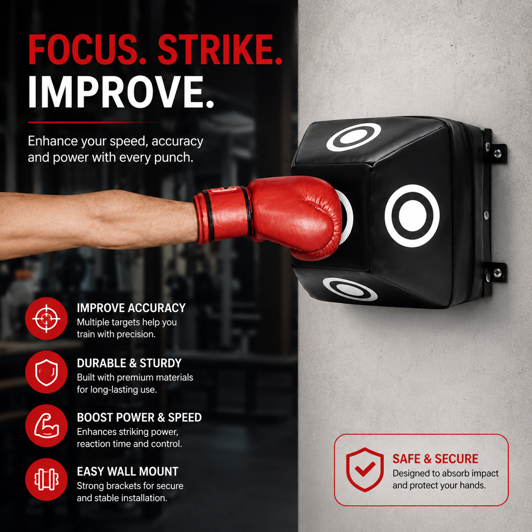 Premium Wall Mount Boxing Training Target Uppercut Punching Pad 4 Hit Points PU EVA Home Gym Boxing Trainer Space Saving Fitness Wall Bag