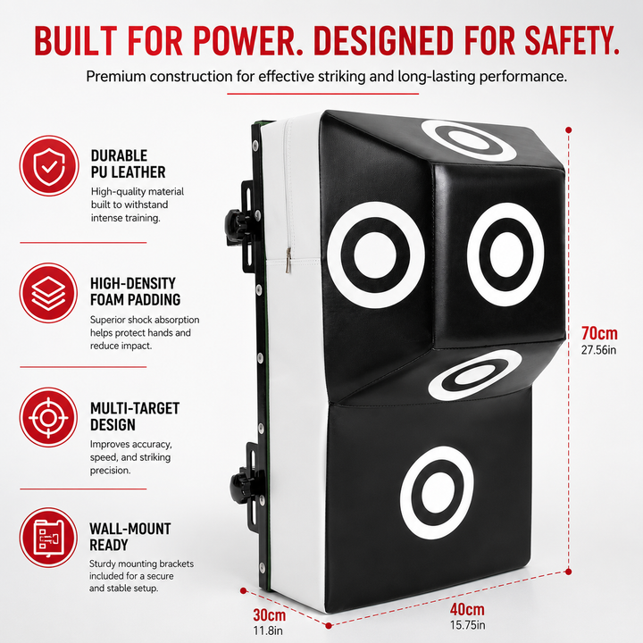 Premium Wall Mount Boxing Training Target Uppercut Punching Pad 4 Hit Points PU EVA Home Gym Boxing Trainer Space Saving Fitness Wall Bag