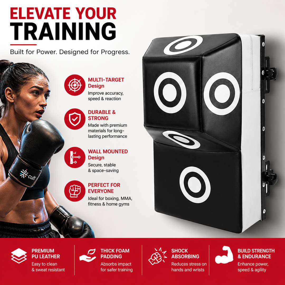Premium Wall Mount Boxing Training Target Uppercut Punching Pad 4 Hit Points PU EVA Home Gym Boxing Trainer Space Saving Fitness Wall Bag