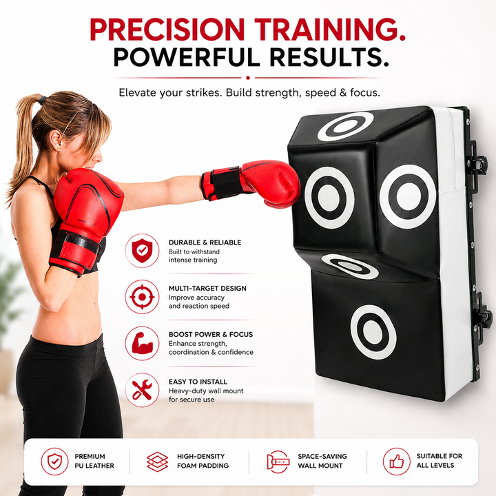 Premium Wall Mount Boxing Training Target Uppercut Punching Pad 4 Hit Points PU EVA Home Gym Boxing Trainer Space Saving Fitness Wall Bag