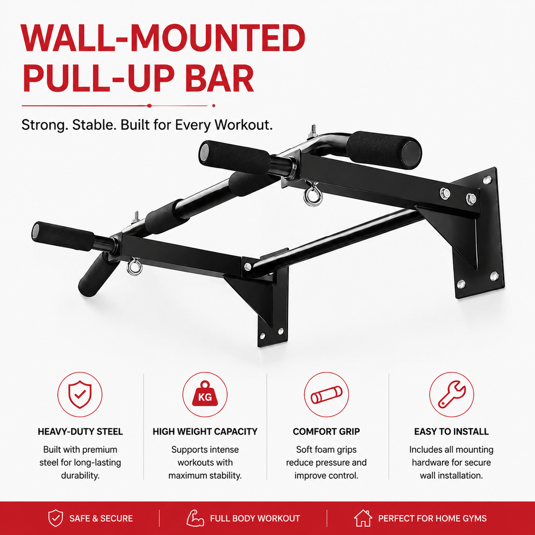 Premium Wall Mounted Pull Up Bar Multi Grip Chin Up Bar Heavy Duty 200KG Capacity Home Gym Fitness Bar Core Back Training Strength Equipment