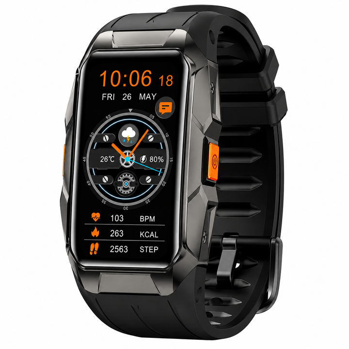 Premium Waterproof Smartwatch AMOLED Display Fitness Tracker 70 Sports Modes Heart Rate Sleep Monitor 10ATM IP69K Bluetooth Watch for Android iOS