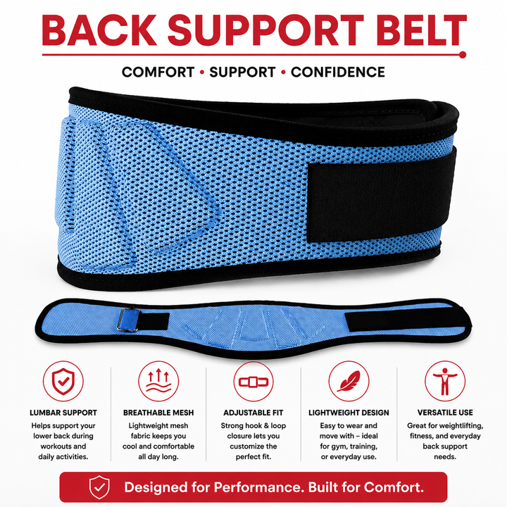 Premium Weight Lifting Belt Adjustable Nylon Lumbar Support Belt Breathable Mesh Gym Belt Squats Powerlifting Training Men Women S to XXL