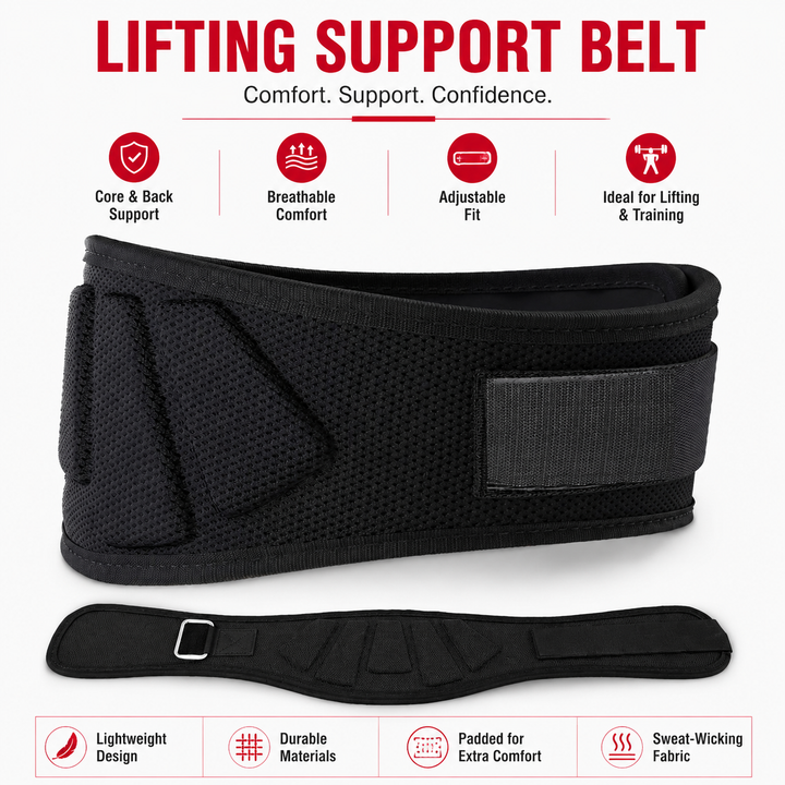 Premium Weight Lifting Belt Adjustable Nylon Lumbar Support Belt Breathable Mesh Gym Belt Squats Powerlifting Training Men Women S to XXL