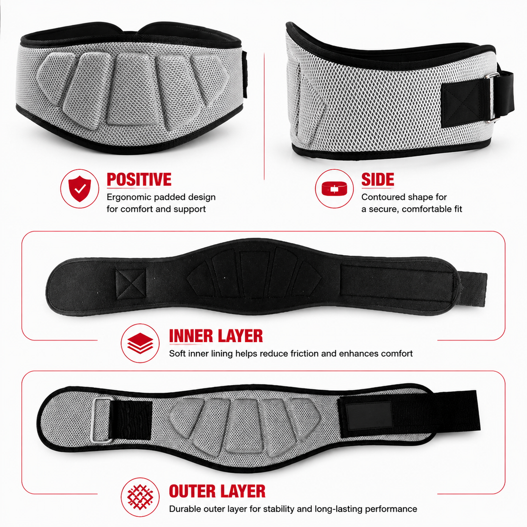Premium Weight Lifting Belt Adjustable Nylon Lumbar Support Belt Breathable Mesh Gym Belt Squats Powerlifting Training Men Women S to XXL