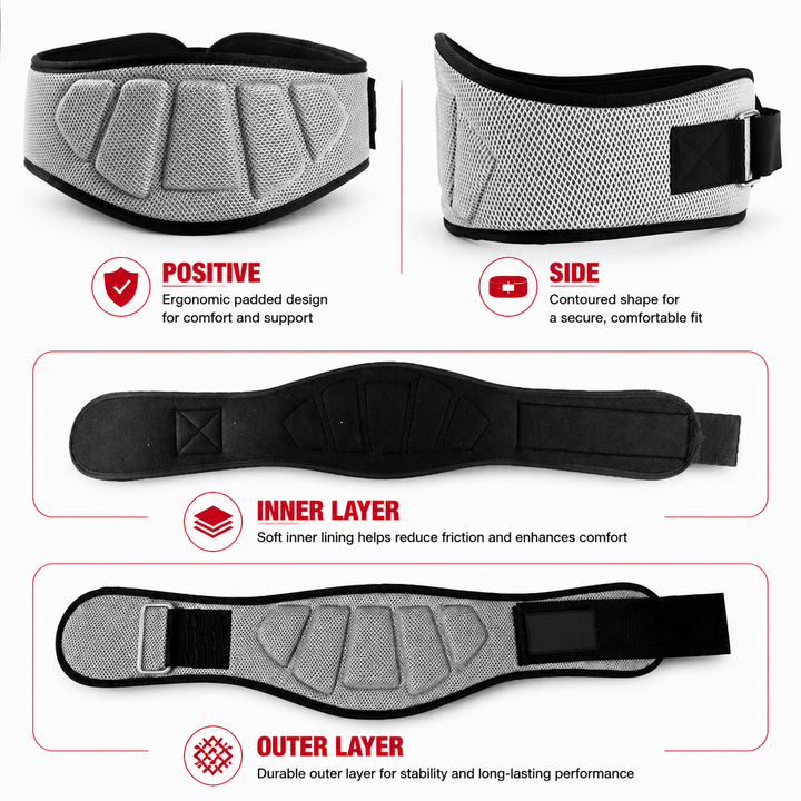 Premium Weight Lifting Belt Adjustable Nylon Lumbar Support Belt Breathable Mesh Gym Belt Squats Powerlifting Training Men Women S to XXL