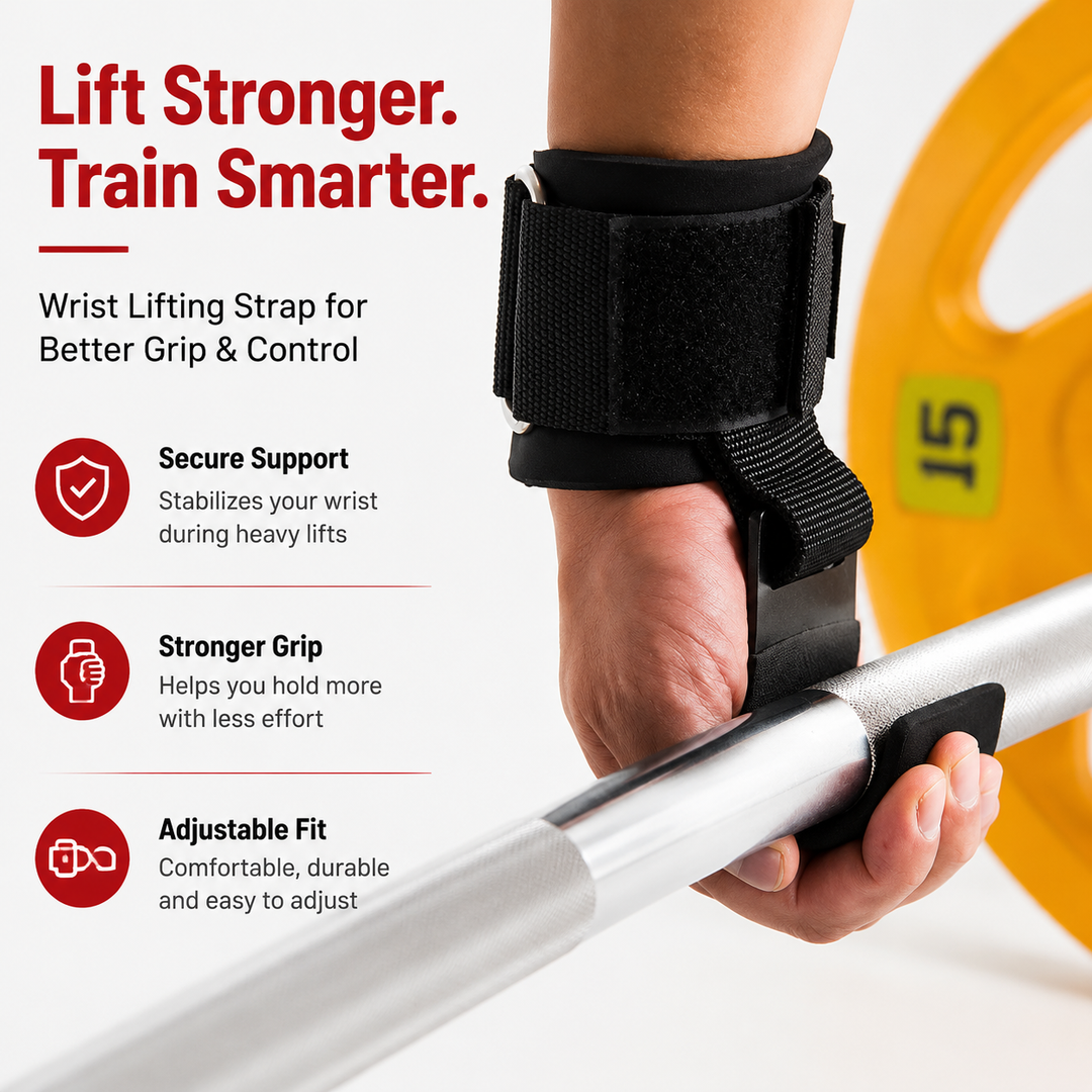 Premium Weight Lifting Hook Grips Wrist Straps Gym Powerlifting Pull Up Deadlift Hooks Heavy Duty Steel Grip Support Adjustable Wrist Wrap Fitness Training