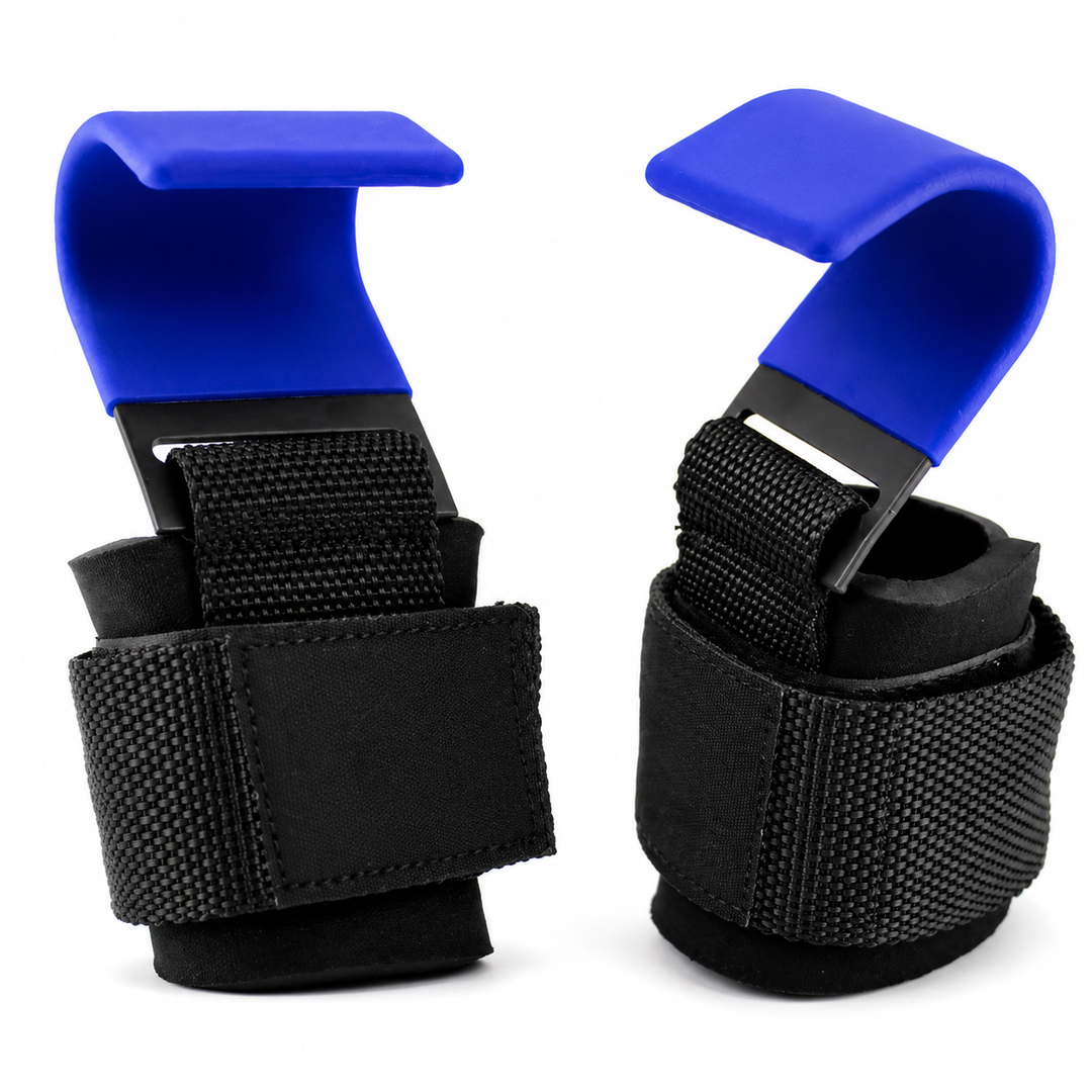Premium Weight Lifting Hook Grips Wrist Straps Gym Powerlifting Pull Up Deadlift Hooks Heavy Duty Steel Grip Support Adjustable Wrist Wrap Fitness Training