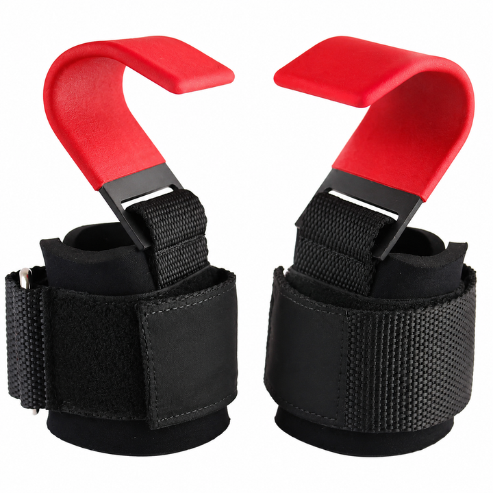 Premium Weight Lifting Hook Grips Wrist Wraps Steel Hooks Non Slip Lifting Straps Adjustable Gym Training Hooks Pair Deadlift Pull Up Support Gear