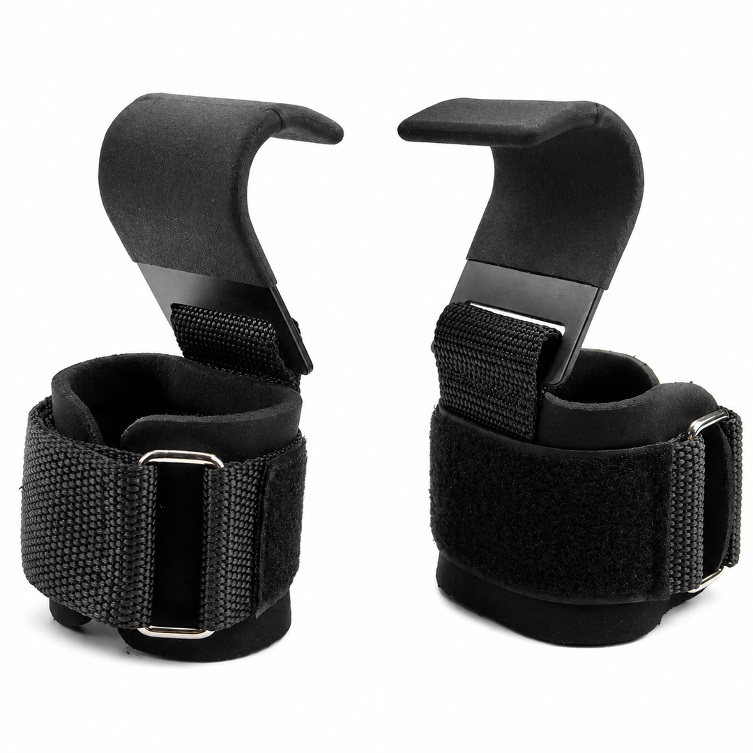 Premium Weight Lifting Hook Grips Wrist Wraps Steel Hooks Non Slip Lifting Straps Adjustable Gym Training Hooks Pair Deadlift Pull Up Support Gear