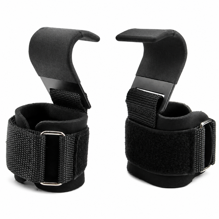 Premium Weight Lifting Hook Grips Wrist Wraps Steel Hooks Non Slip Lifting Straps Adjustable Gym Training Hooks Pair Deadlift Pull Up Support Gear