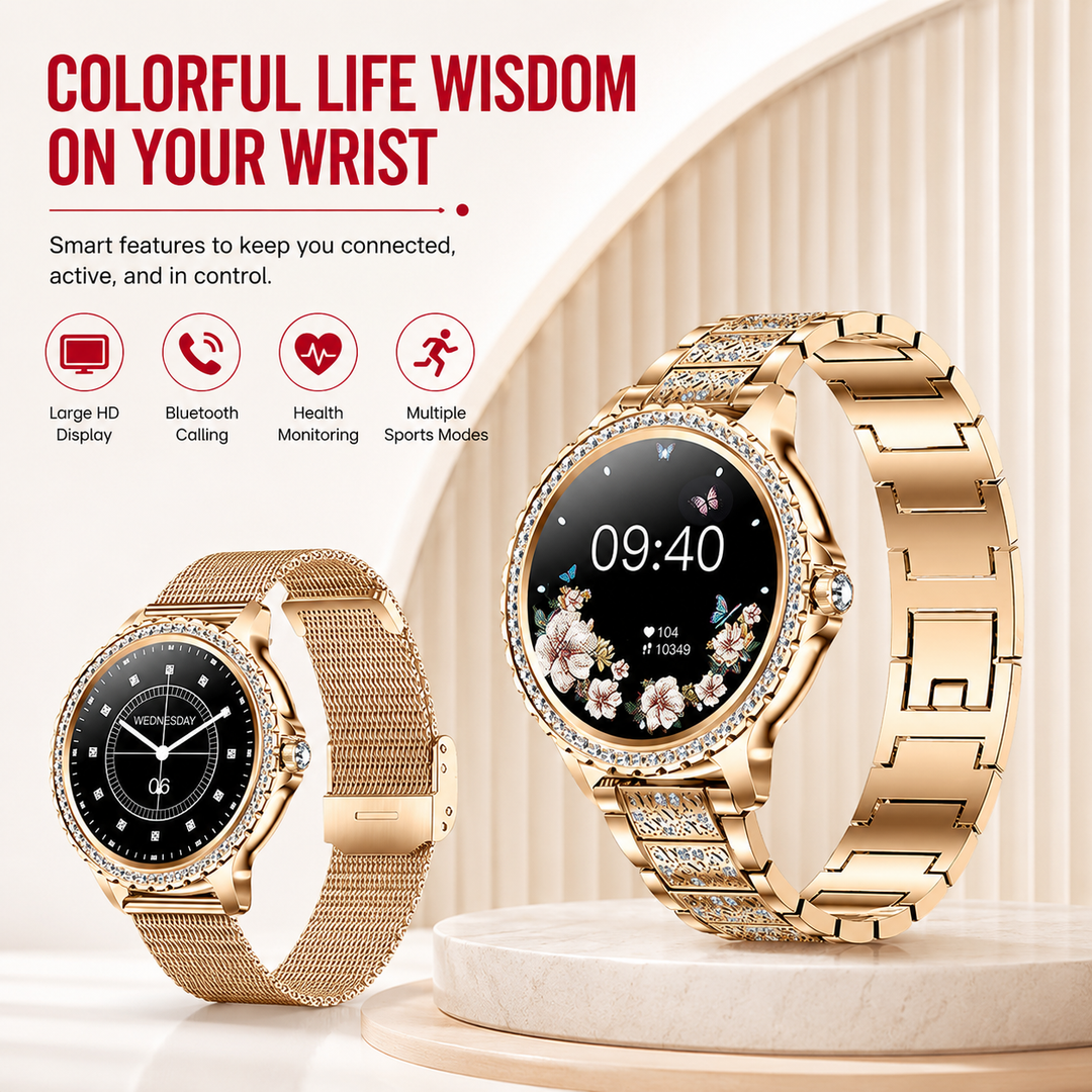 Premium Women Smartwatch Bluetooth Calling 1.32 Inch HD 360x360 IP67 Fitness Tracker Heart Rate Sleep Activity Tracker for iOS Android Daily Use
