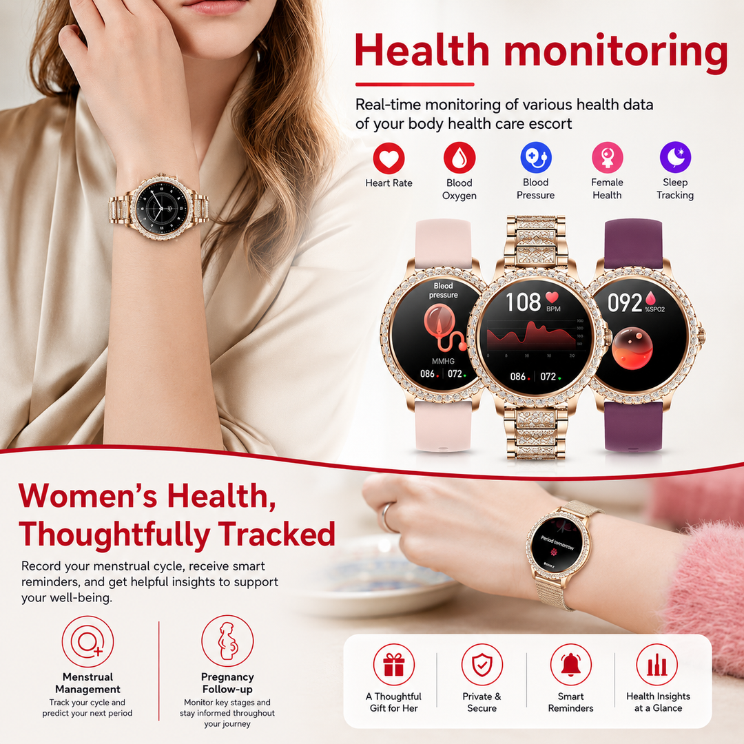 Premium Women Smartwatch Bluetooth Calling 1.32 Inch HD 360x360 IP67 Fitness Tracker Heart Rate Sleep Activity Tracker for iOS Android Daily Use