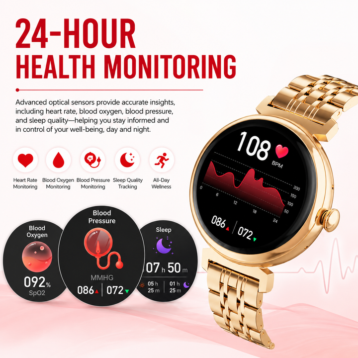 Premium Women Smartwatch Bluetooth Calling 1.32 Inch HD 360x360 IP67 Fitness Tracker Heart Rate Sleep Activity Tracker for iOS Android Daily Use