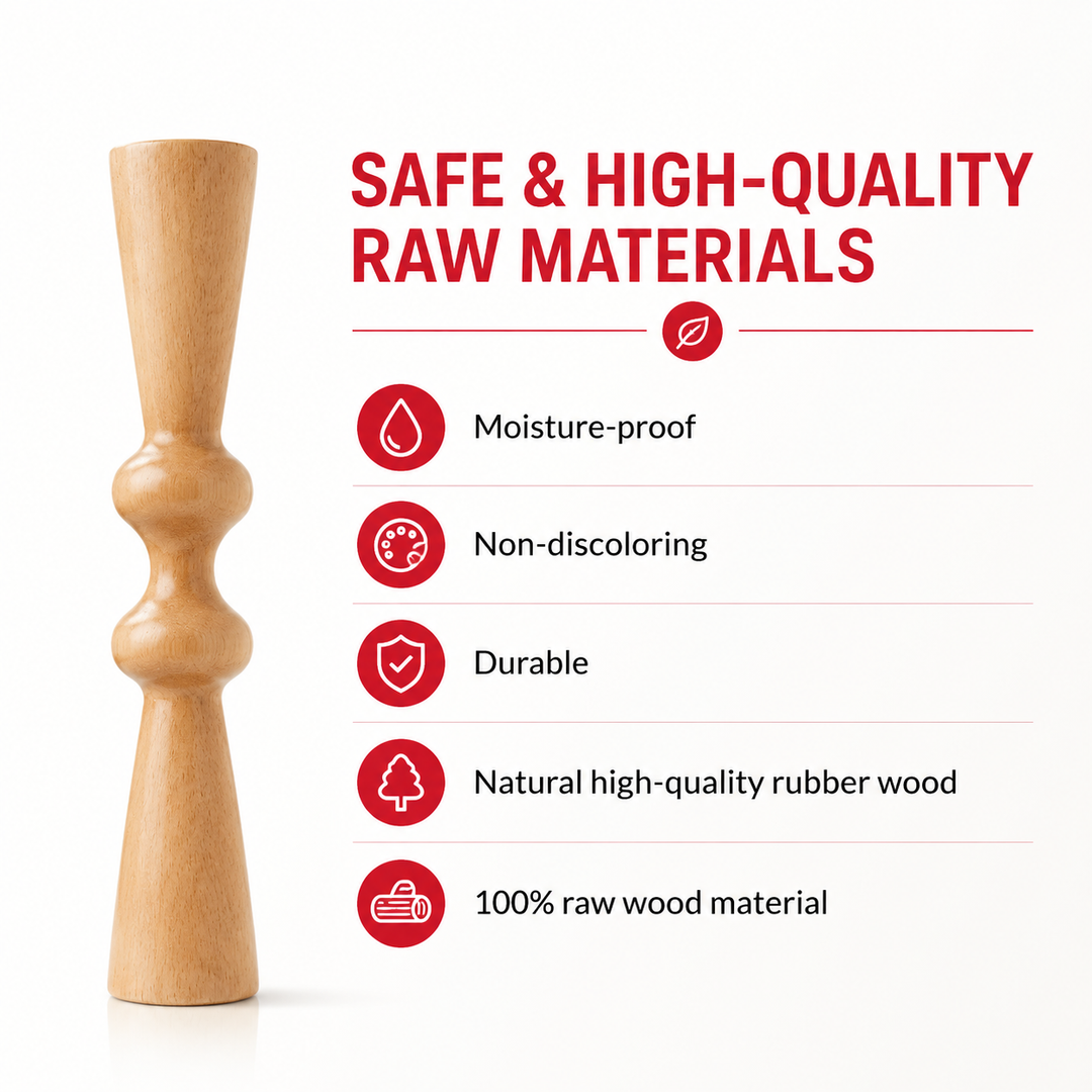 Premium Wood Back Roller Muscle Recovery Spine Alignment Deep Tissue Massage Tool Back Waist Neck Shoulder Calf Pain Relief Manual Massage Roller Rubber Wood
