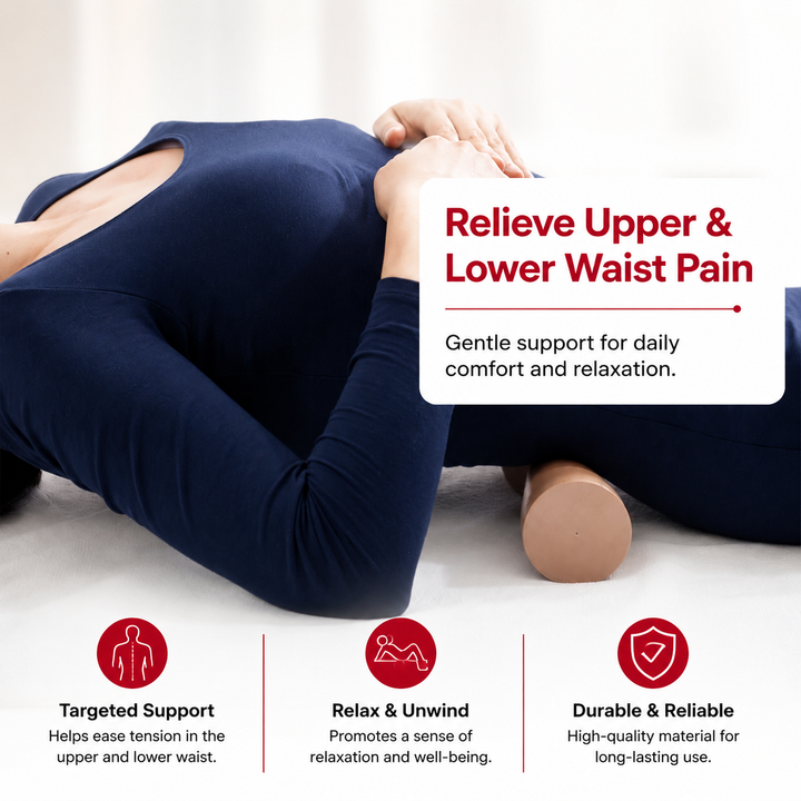 Premium Wood Back Roller Muscle Recovery Spine Alignment Deep Tissue Massage Tool Back Waist Neck Shoulder Calf Pain Relief Manual Massage Roller Rubber Wood