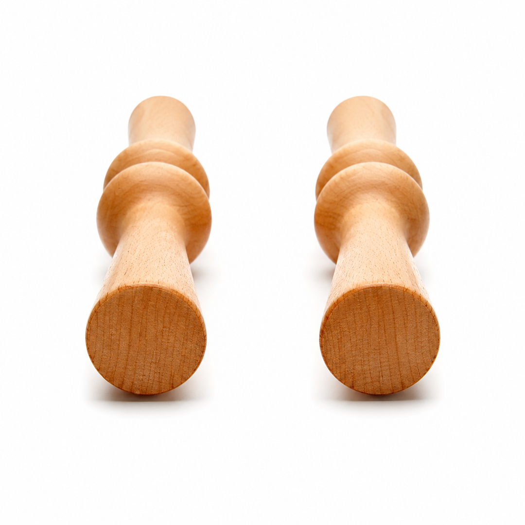 Premium Wood Back Roller Muscle Recovery Spine Alignment Deep Tissue Massage Tool Back Waist Neck Shoulder Calf Pain Relief Manual Massage Roller Rubber Wood