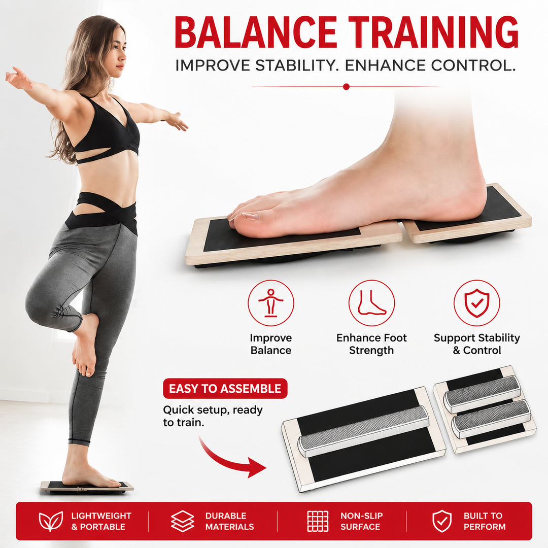 Premium Wooden Ankle Balance Board Foot Strength Trainer Stability Platform Pilates Balance Training Board Posture Correction Rehab Exercise 30cm x 10.8cm