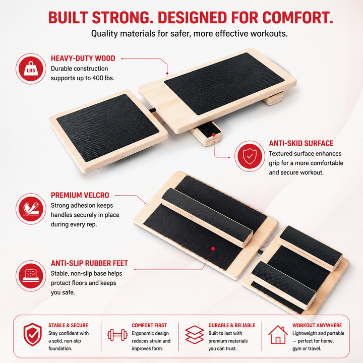 Premium Wooden Ankle Balance Board Foot Strength Trainer Stability Platform Pilates Balance Training Board Posture Correction Rehab Exercise 30cm x 10.8cm