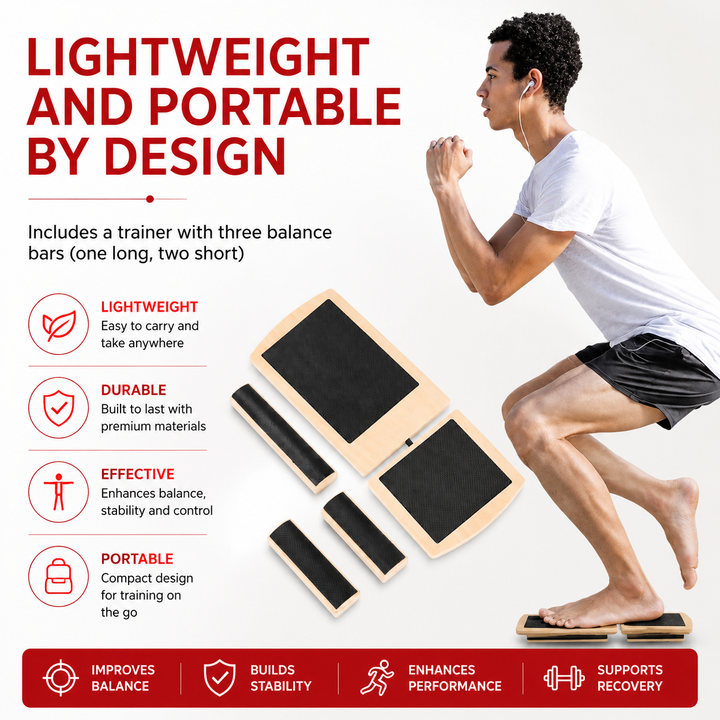 Premium Wooden Ankle Balance Board Foot Strength Trainer Stability Platform Pilates Balance Training Board Posture Correction Rehab Exercise 30cm x 10.8cm