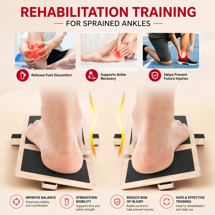 Premium Wooden Ankle Balance Board Foot Strength Trainer Stability Platform Pilates Balance Training Board Posture Correction Rehab Exercise 30cm x 10.8cm