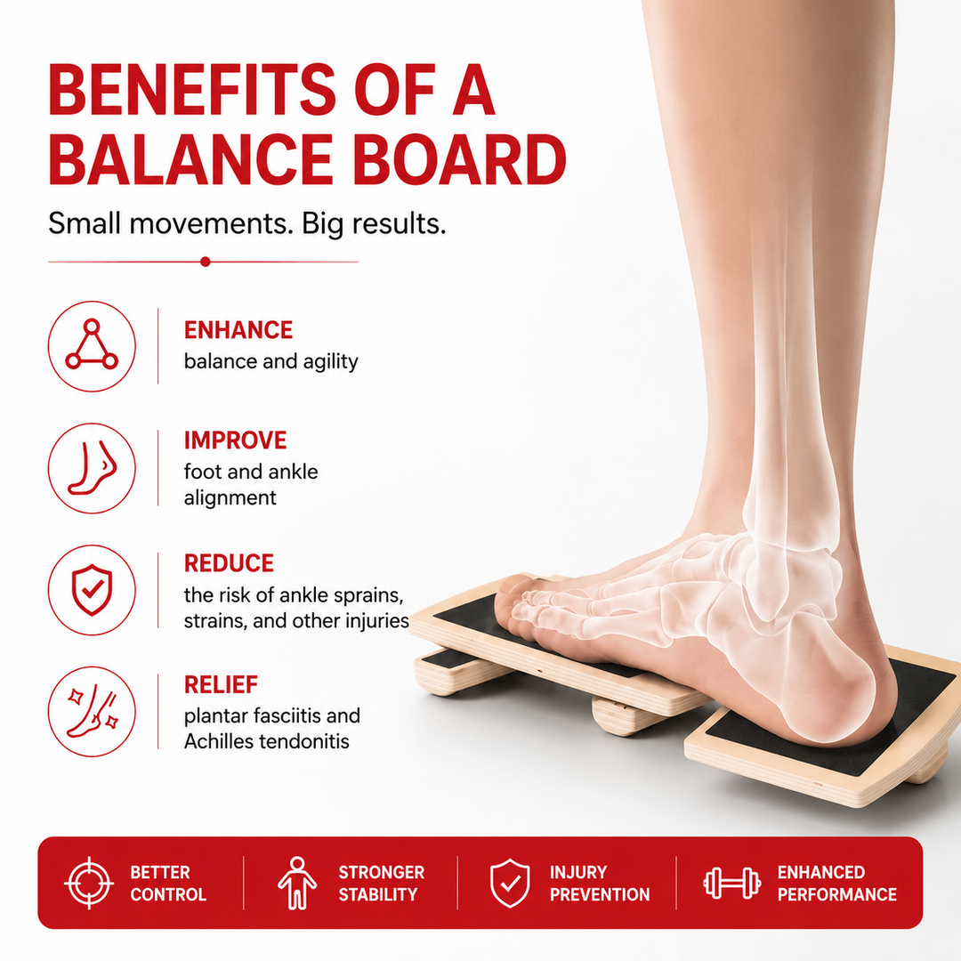 Premium Wooden Ankle Balance Board Foot Strength Trainer Stability Platform Pilates Balance Training Board Posture Correction Rehab Exercise 30cm x 10.8cm