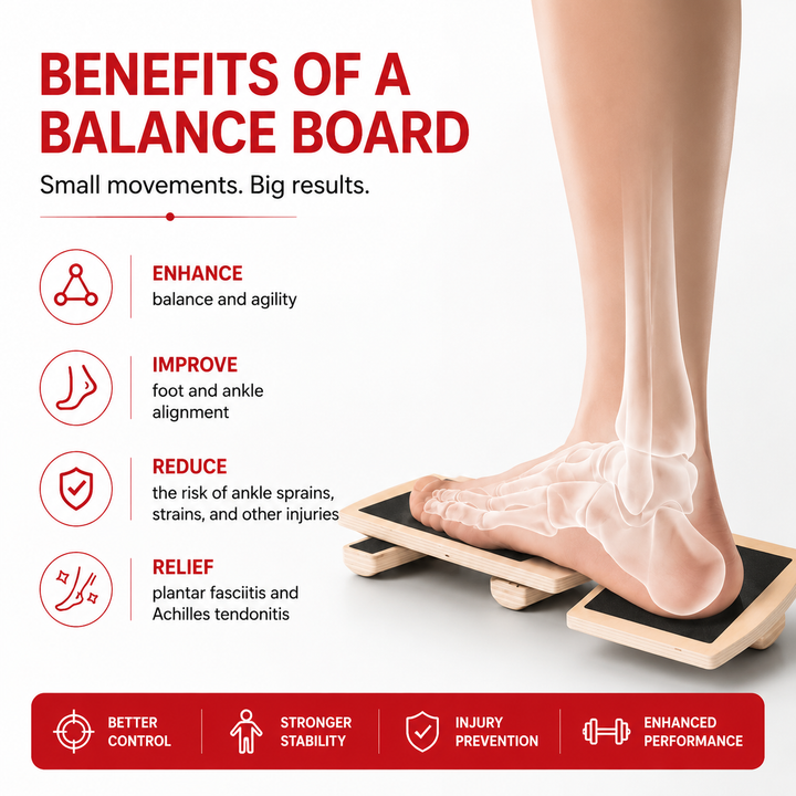 Premium Wooden Ankle Balance Board Foot Strength Trainer Stability Platform Pilates Balance Training Board Posture Correction Rehab Exercise 30cm x 10.8cm