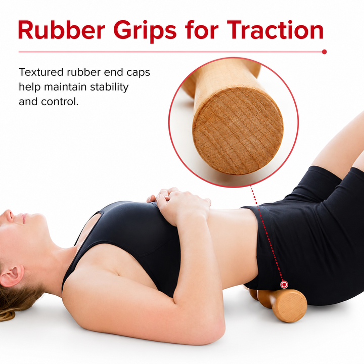 Premium Wooden Back Roller Manual Massage Tool Spine Roller Natural Rubber Wood Body Massager Back Neck Shoulder Relief Roller Home Gym Daily Use