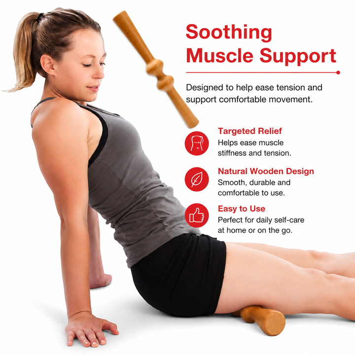 Premium Wooden Back Roller Manual Massage Tool Spine Roller Natural Rubber Wood Body Massager Back Neck Shoulder Relief Roller Home Gym Daily Use