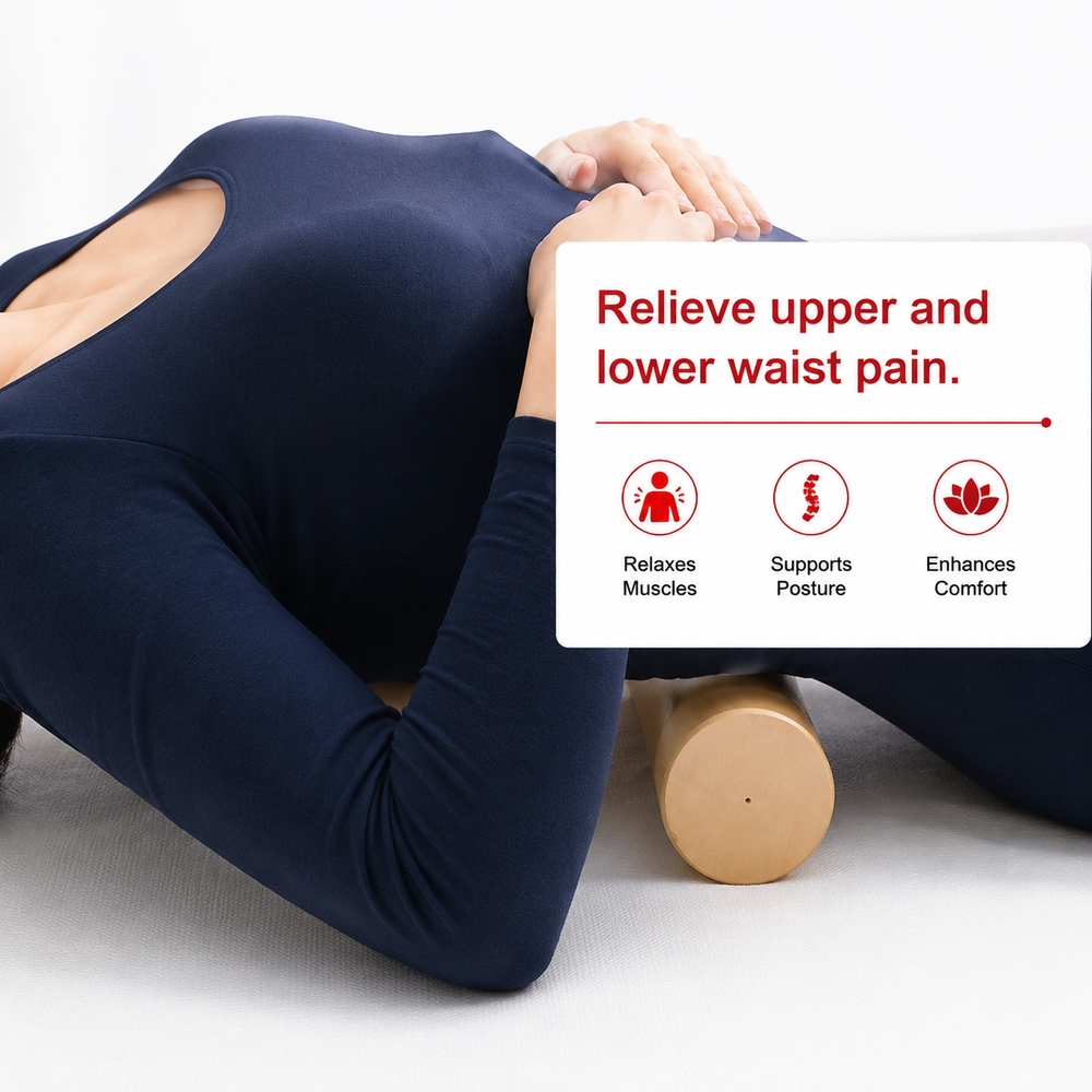 Premium Wooden Back Roller Manual Massage Tool Spine Roller Natural Rubber Wood Body Massager Back Neck Shoulder Relief Roller Home Gym Daily Use