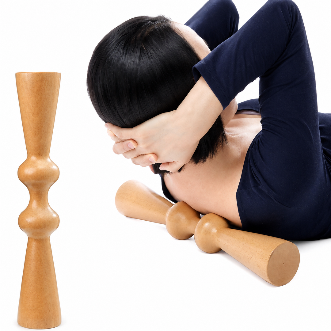 Premium Wooden Back Roller Manual Massage Tool Spine Roller Natural Rubber Wood Body Massager Back Neck Shoulder Relief Roller Home Gym Daily Use