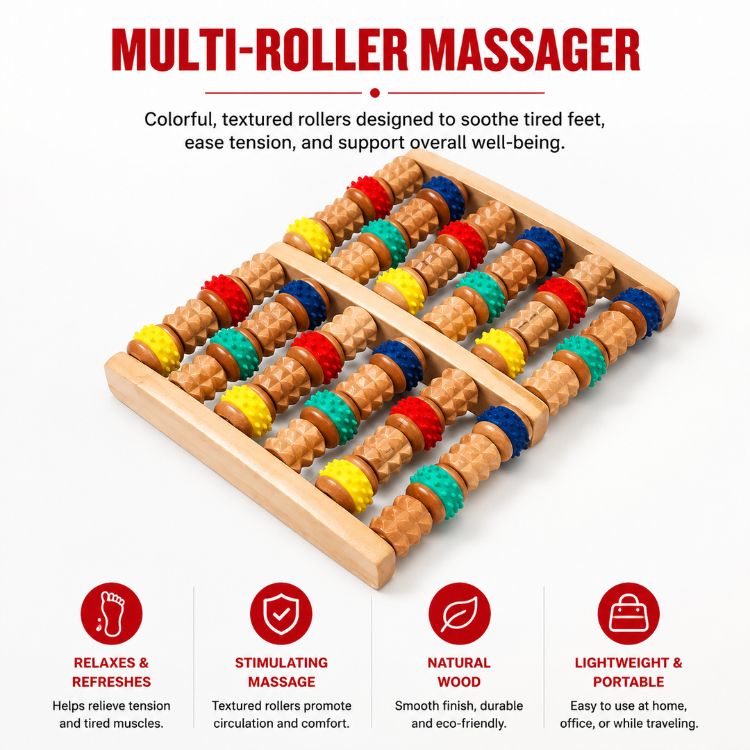 Premium Wooden Foot Massage Roller Reflexology Tool Natural Wood Foot Massager Pain Relief Relaxation Spa Therapy Roller for Plantar Fasciitis Stress Relief