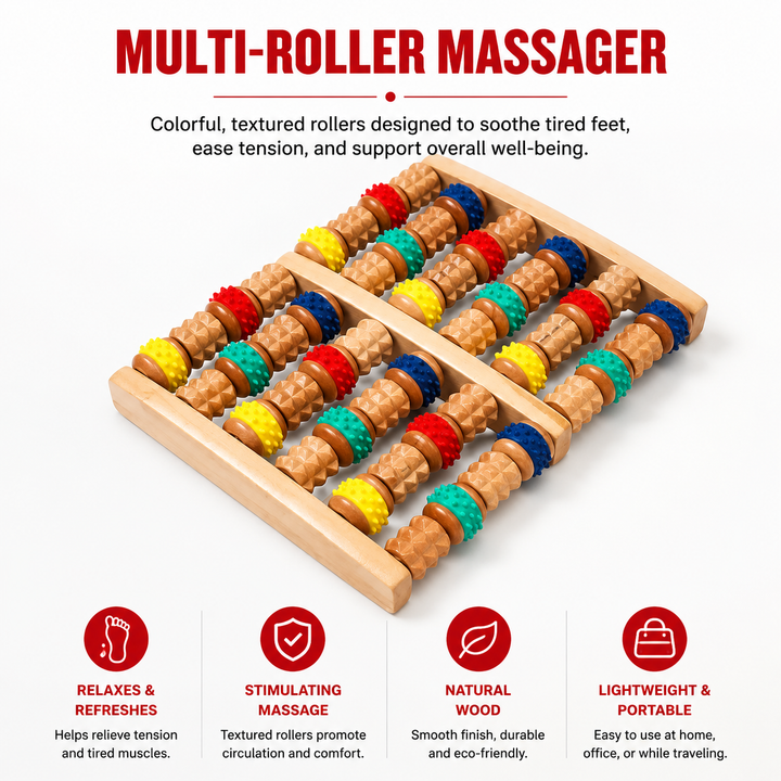 Premium Wooden Foot Massage Roller Reflexology Tool Natural Wood Foot Massager Pain Relief Relaxation Spa Therapy Roller for Plantar Fasciitis Stress Relief