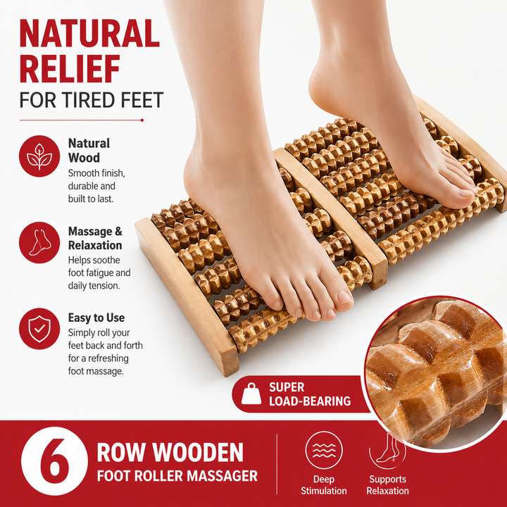 Premium Wooden Foot Massage Roller Reflexology Tool Natural Wood Foot Massager Pain Relief Relaxation Spa Therapy Roller for Plantar Fasciitis Stress Relief