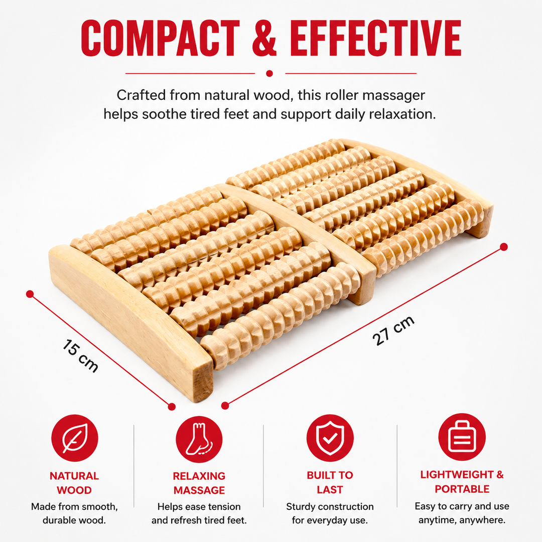 Premium Wooden Foot Massage Roller Reflexology Tool Natural Wood Foot Massager Pain Relief Relaxation Spa Therapy Roller for Plantar Fasciitis Stress Relief