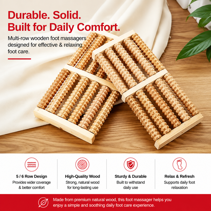 Premium Wooden Foot Massage Roller Reflexology Tool Natural Wood Foot Massager Pain Relief Relaxation Spa Therapy Roller for Plantar Fasciitis Stress Relief