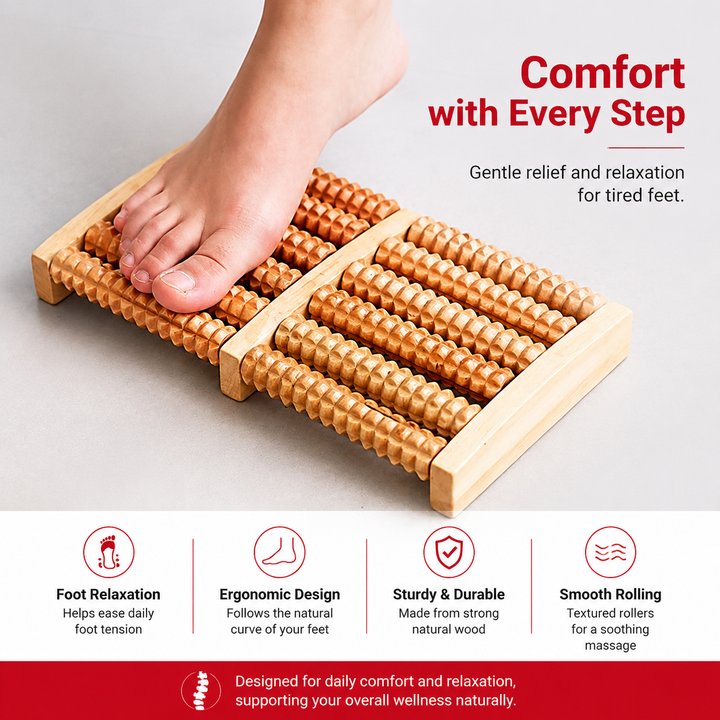 Premium Wooden Foot Massage Roller Reflexology Tool Natural Wood Foot Massager Pain Relief Relaxation Spa Therapy Roller for Plantar Fasciitis Stress Relief