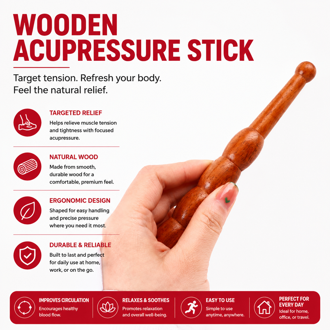 Premium Wooden Massage Roller Stick Natural Wood Body Massager Tool Portable Foot Roller Muscle Relaxation Stick Home Gym Travel Daily Use Comfort