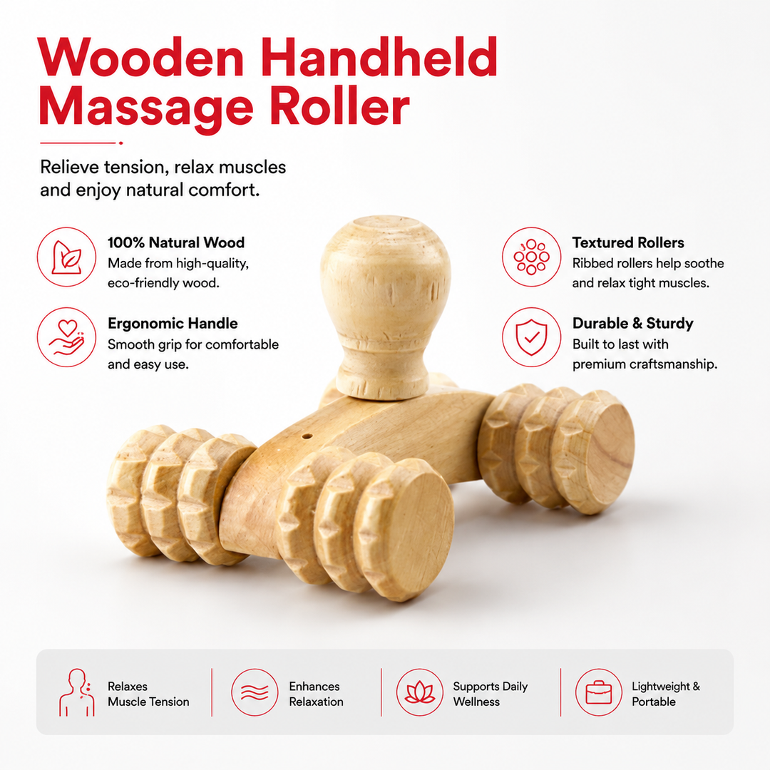 Premium Wooden Massage Tool Set Bamboo Gua Sha Foot Roller Stick Palm Massager Full Body Acupressure Therapy Tools Portable Home Gym Travel Wellness Kit