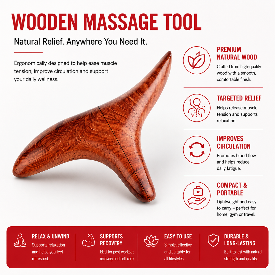 Premium Wooden Massage Tool Set Bamboo Gua Sha Foot Roller Stick Palm Massager Full Body Acupressure Therapy Tools Portable Home Gym Travel Wellness Kit