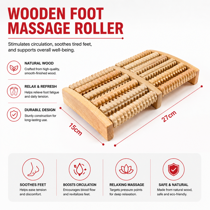 Premium Wooden Massage Tool Set Bamboo Gua Sha Foot Roller Stick Palm Massager Full Body Acupressure Therapy Tools Portable Home Gym Travel Wellness Kit