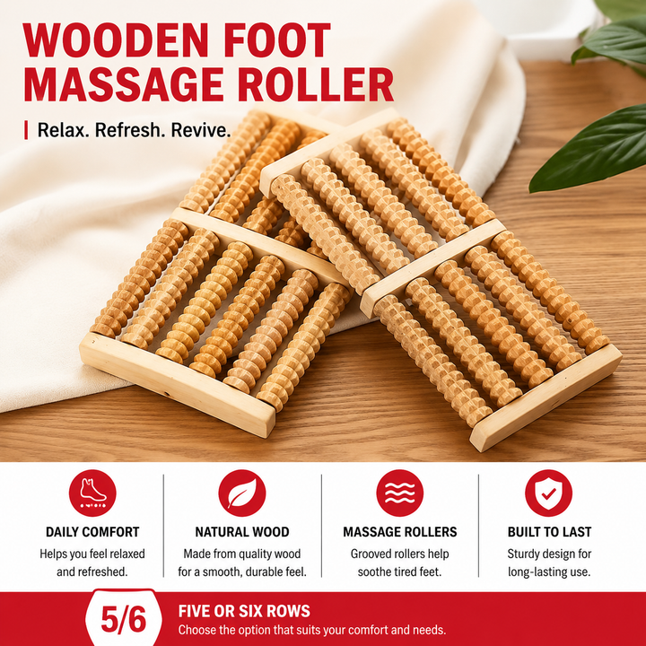 Premium Wooden Massage Tool Set Bamboo Gua Sha Foot Roller Stick Palm Massager Full Body Acupressure Therapy Tools Portable Home Gym Travel Wellness Kit
